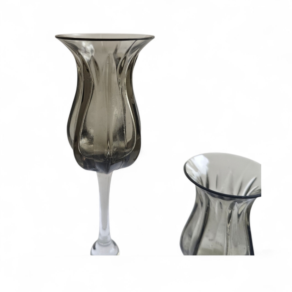 Vintage Rosenthal Crystal Tulipa Smoke Candlesticks – Set of 2 (10" & 12.5") - Picture 2 of 7